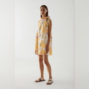 COS Multicolor Yellow Print Cotton Poplin Dress S